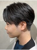 メンズセンターパートニュアンスパーマ毛流れメンズパーマ刈上げ