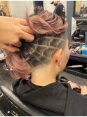 ba820ハイトーンカラー韓国ヘアーツー刈り上げバリカンアート