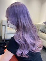 ベレーザ 渋谷(BELEZA)&nbsp;3784ニュアンスカラーホワイトラベンダーぱっつん前髪艶髪ロング