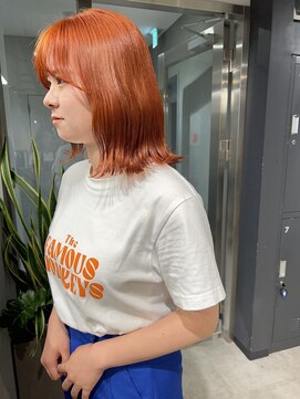 ラ ミュウ 八王子(LA.MIU) オレンジベージュ ボブ ハイトーン