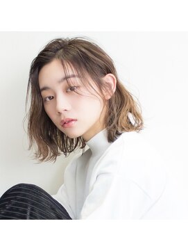 モンド ヘアクリエーション 西田店(monde hair creation) 【monde】くびれボブ×カーテンバング×アイスベージュ