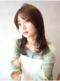 ミディアムレイヤーカット顔周りレイヤーウルフハッシュカット