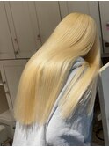 19144_抜きっぱなしブリーチホワイトブロンドワンレンロング