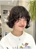 ☆顔周りレイヤー癖毛ニュアンスパーマショートボブカット原宿