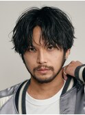 大分シャドウパーマメンズパーマセンターパートウルフ刈り上げ