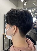 センターパート波巻きパーマニュアンスパーマ