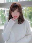 流しバング アッシュブラウン