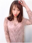 小顔オン眉バング☆暖色系艶カラー☆ 担当 奥野