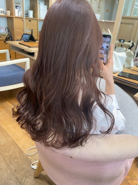 春カラー ショコラピンク くすみピンク ピンクヘアブリーチなし 