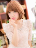 ミルクティーピンク前下がり小顔ぶつ切りボブc5川口20代30代40代