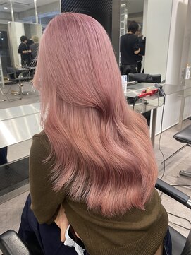 サンクプロジェクト(cinq PROJECT) ピンクミルクティーグレーベージュブラウン顔周りレイヤーカット