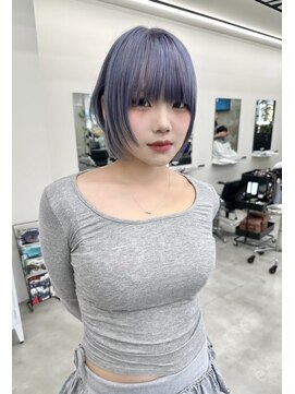 ヒビヲ 天神警固(HIBIO) 顔周りレイヤーカットダブルカラーケアブリーチレイヤーボブ