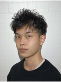 ひし形シルエットツーブロックパーマスタイル