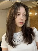 韓国風レイヤー/小顔バング/艶髪/透明感/センターパート