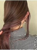 ロングヘアー+インナーカラーピンク