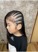 半頭コーンロウストレート ロング