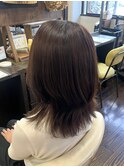 ナチュラルくびれヘア ミディアム ピンクブラウン