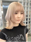 韓国ヘア顔周りレイヤーミルクティーベージュグレージュカラー