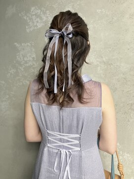 コトナ(kotona) 【リボンハーフアップお呼ばれヘア】結婚式ヘアシニヨンカチモリ