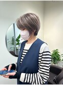 くびれショートボブ40代50代グレイカラー白髪染め白髪ぼかし