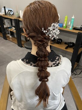 ウェイビー 桜木町店(WAVY) 【WAVY hair set】結婚式ヘアセットタマネギ編みおろし