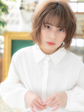 カバーヘア ブリス 川口(COVER HAIR bliss) インナーカラー透け感くせ毛風マッシュボブb川口20代30代40代