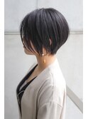 大人可愛い20代30代40代黒髪前下、丸みショート◎