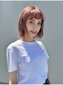 ハイトーンボブ　ピンクカラー　10代/20代