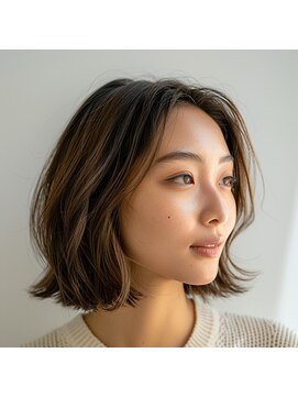 30代40代50代◎大人ナチュラルボブ/白髪ぼかしハイライト