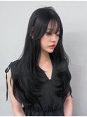 ワンホンレイヤー顔まわり韓国ロングレイヤー