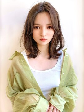 ルエ(rue) 30代40代50代マッシュウルフベージュ_ネイビーシースルーバング