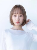 切りっぱなしボブイメチェンナチュラルカラーフルバング卵型小顔