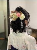 20代30代大人可愛い◎グレージュ上品ハーフアップウェーブヘア
