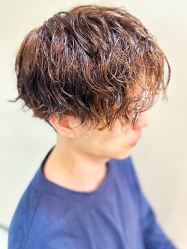 インタークロス 20代30代40代メンズカラー毛流れセンターパートアッシュブラウン