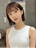 韓国風切りっぱなし小顔ボブ/黒髪地毛風カラー/池袋