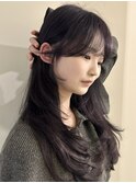 韓国風/レイヤー/小顔/前髪カット/髪質改善/グレージュ/透明感
