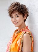 ☆ホワイトグレージュミニウルフデジタルパーマチェリーブラウン