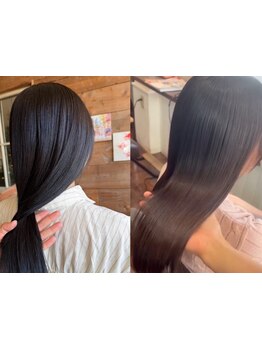 うねりや広がりを抑えてまとまる髪へ。髪質改善6STEPトリートメントで、驚きの艶と柔らかさを。