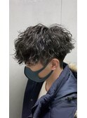 波巻きパーマ/刈り上げ高めマッシュ
