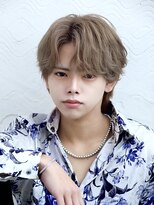 プログレスプラス 韓国風センターパートマッシュウルフ×ハイトーンミルクティー