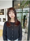 ミディアム顔周りレイヤーおくれ毛前髪万代新潟