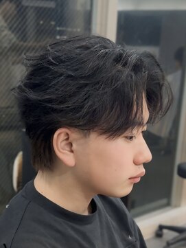 バース 梅田中崎町店(BIRTH) 韓国へアカルマパーマワックスなしセンターパート黒髪ウルフ