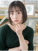 黒髪インナーカラー前下がり切りっぱなしボブc6川口20代30代40代