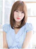 大人可愛いシースルーバングくすみベージュh4上尾20代30代40代