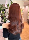 夏ブリーチなしオレンジブラウンカラートリートメント