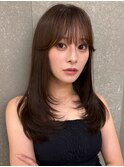 チャコール/オリーブグレー/レイヤーカット小顔顔周り韓国大宮