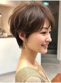 ショート 小顔 白髪ぼかし ココアベージュ ボブ 30代40代50代