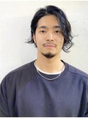 men's hair/ナチュラルセンターパート/シースルーウルフ/恵比寿