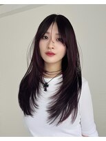 ヨーク(YOKE)&nbsp;レイヤーカットダブルカラーボルドーカラーワインレッド暖色