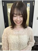 ボブレイヤーボブ前髪あり顔周りレイヤーカット切りっぱなしボブ